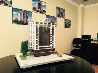 A scale model of a luxury apartment building Buharov 55 (Dushanbe, Tajikistan)